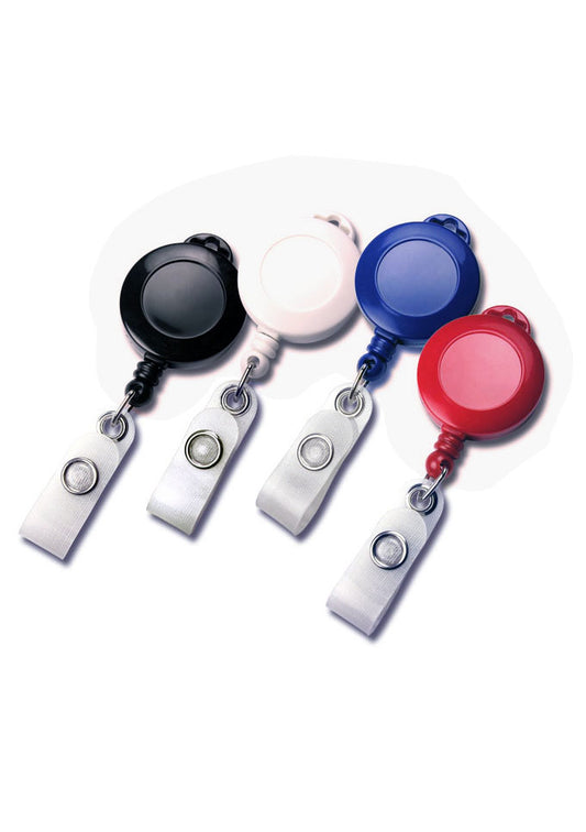 Lanyard-Jojo  Runder Lanyard–Jojo aus Kunststoff, mit 10 mm breitem Bandschlitz. Mit textilverstärkter Lasche. Durchmesser: Ø 32 mm Druckfläche: Ø 20 mm Mögliche Farben: schwarz, weiß, grau, blau, grün, gelb, orange, rot