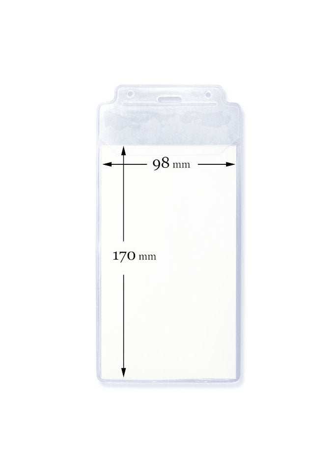 Kartenhalter, Ausweistasche, Ausweishülle, Ticketholder, ID- Kartenhalter, Ausweisetui, Klarsichtfolie, Befestigungssteg, Rundloch, Langloch, Ticket holder, Ticket Aufbewahrung, Tickethülle, Schlüsselband, Messe, Festival, Verkaufsfläche, Event,