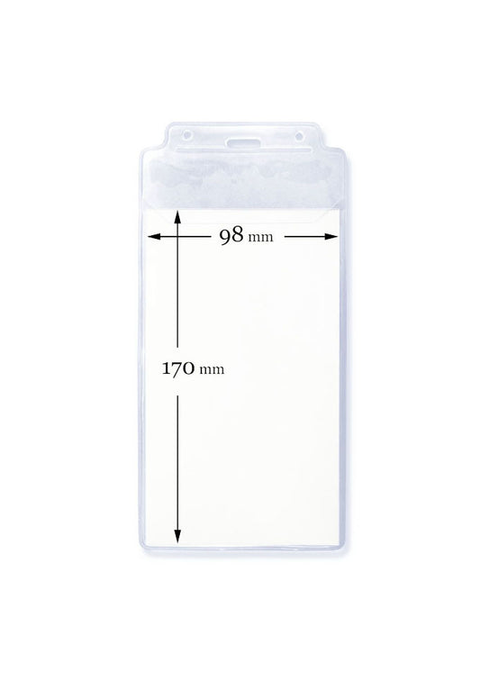 Kartenhalter, Ausweistasche, Ausweishülle, Ticketholder, ID- Kartenhalter, Ausweisetui, Klarsichtfolie, Befestigungssteg, Rundloch, Langloch, Ticket holder, Ticket Aufbewahrung, Tickethülle, Schlüsselband, Messe, Festival, Verkaufsfläche, Event,