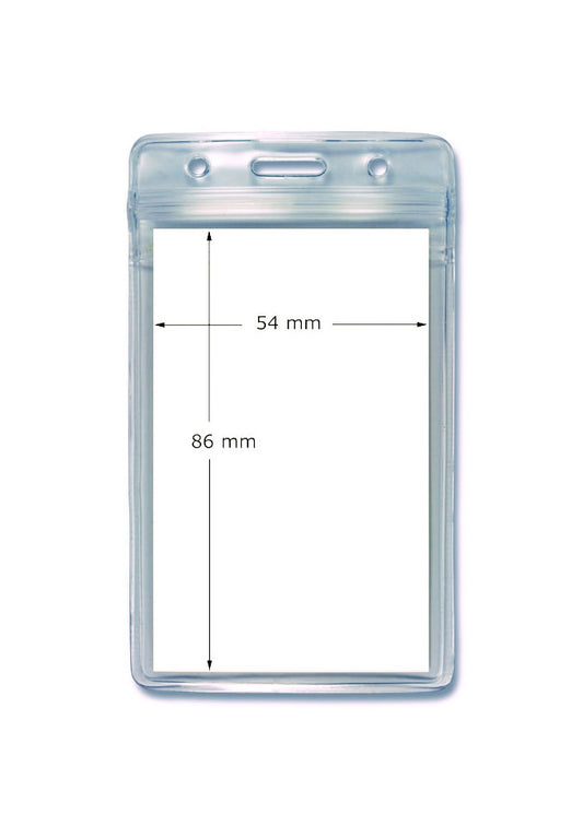 Zip-Lock wetterfest verschließbar,Kartenhalter, Ausweistasche, Ausweishülle, Ticketholder, ID- Kartenhalter, Ausweisetui, Klarsichtfolie, Befestigungssteg, Rundloch, Langloch, Ticket holder, Ticket Aufbewahrung, Tickethülle