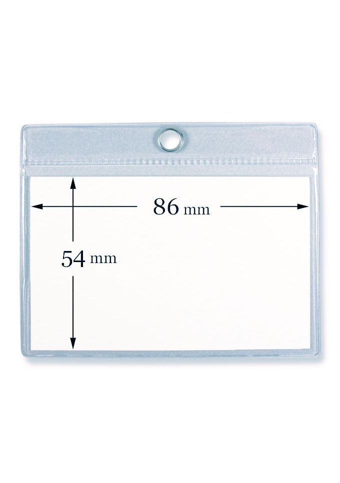 Kartenhalter, Ausweistasche, Ausweishülle, Ticketholder, ID- Kartenhalter, Ausweisetui, Klarsichtfolie, Befestigungssteg, Rundloch, Langloch, Ticket holder, Ticket Aufbewahrung, Tickethülle , metallverstärktes Rundloch