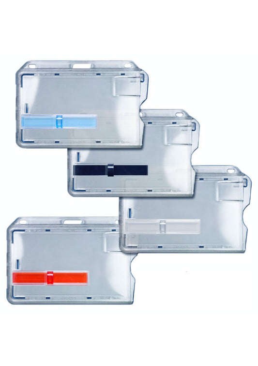 Kartenhalter, Ausweistasche, Ausweishülle, Ticketholder, ID- Kartenhalter, Ausweisetui, Klarsichthülle, Befestigungssteg, Rundloch, Langloch, Ticket holder, Ticket Aufbewahrung, Tickethülle, Schlüsselband, Messe, Festival, Verkaufsfläche, Event, Büro