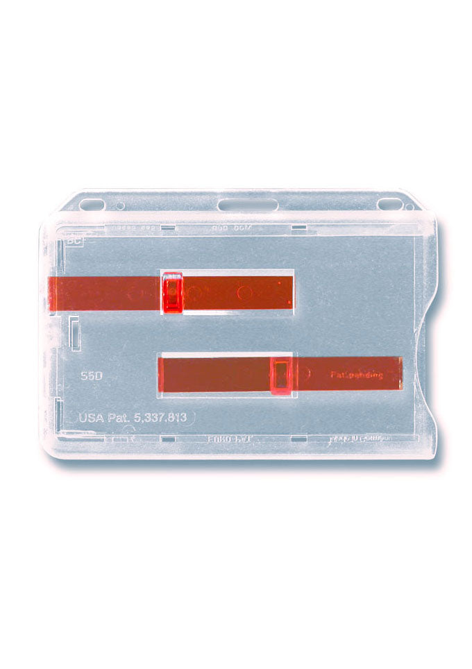 Kartenhalter, Ausweistasche, Ausweishülle, Ticketholder, ID- Kartenhalter, Ausweisetui, Klarsichtfolie, Befestigungssteg, Rundloch, Langloch, Ticket holder, Ticket Aufbewahrung, Tickethülle ,2 Kartenausschieber