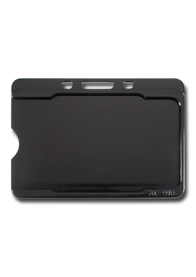 Kartenhalter, Ausweistasche, Ausweishülle, Ticketholder, ID- Kartenhalter, Ausweisetui, Klarsichthülle, Befestigungssteg, Rundloch, Langloch, Ticket holder, Ticket Aufbewahrung, Tickethülle, Schlüsselband, Messe, Festival, Verkaufsfläche, Event, Büro, schwarz