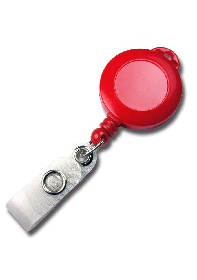 Lanyard-Jojo  Runder Lanyard–Jojo aus Kunststoff, mit 10 mm breitem Bandschlitz. Mit textilverstärkter Lasche. Durchmesser: Ø 32 mm Druckfläche: Ø 20 mm Mögliche Farben: schwarz, weiß, grau, blau, grün, gelb, orange, rot