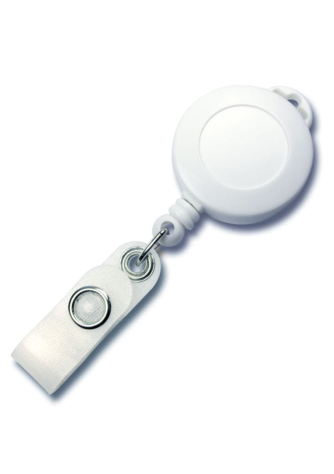 Lanyard-Jojo  Runder Lanyard–Jojo aus Kunststoff, mit 10 mm breitem Bandschlitz. Mit textilverstärkter Lasche. Durchmesser: Ø 32 mm Druckfläche: Ø 20 mm Mögliche Farben: schwarz, weiß, grau, blau, grün, gelb, orange, rot