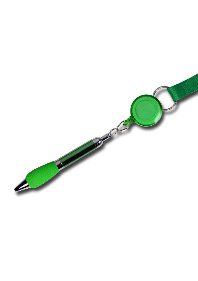 Jojo-Ausweishalter, Aufrollautomatik, Ausweishalter, Kartenhalter, textilverstärkte Lasche, Logo-Aufdruck, Kugelschreiber, Stift, Umhängeband, Lanyard, Trageband