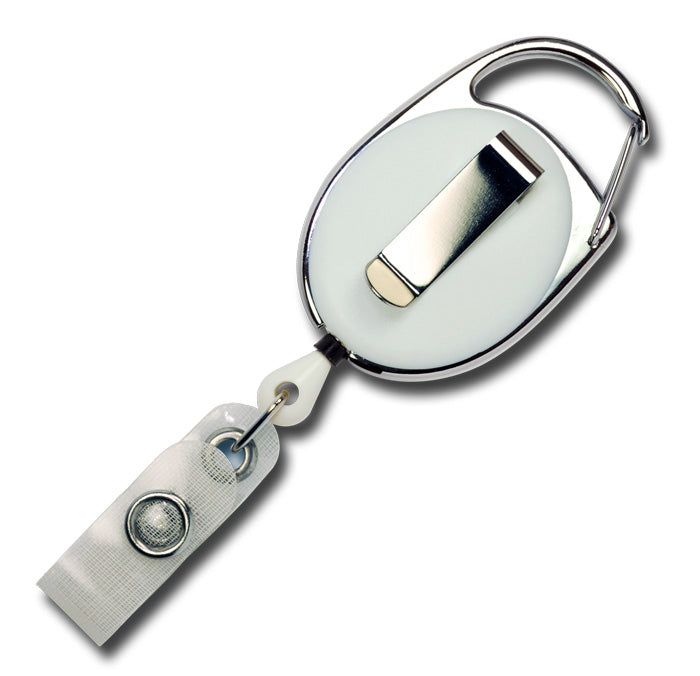 Jo-Jo-Ausweishalter mit Aufrollmechanismus, Gürtelclip + Ausweisbefestigung