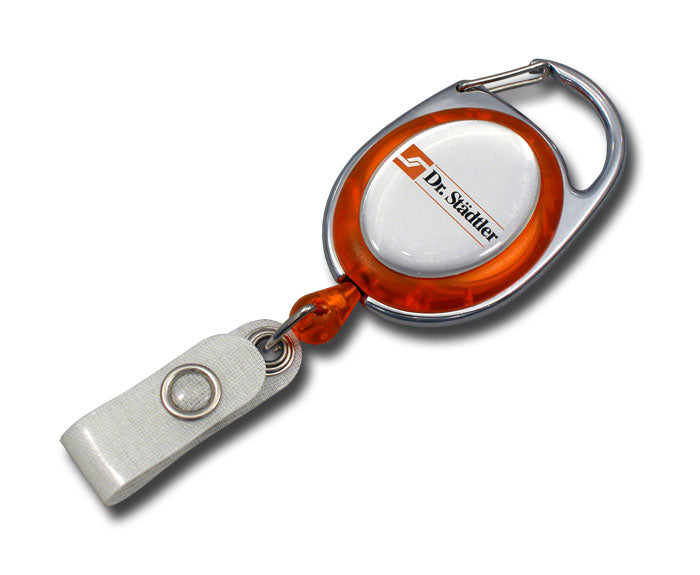 Jo-Jo-Ausweishalter mit Aufrollmechanismus, Gürtelclip + Ausweisbefestigung