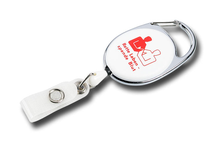 Jo-Jo-Ausweishalter mit Aufrollmechanismus, Gürtelclip + Ausweisbefestigung