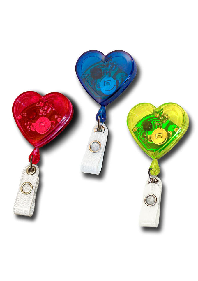 Jojo-Ausweishalter, Aufrollautomatik, Ausweishalter, Kartenhalter, textilverstärkte Lasche, Logo-Aufdruck, LED, Herzform Jojo Ausweishalter,