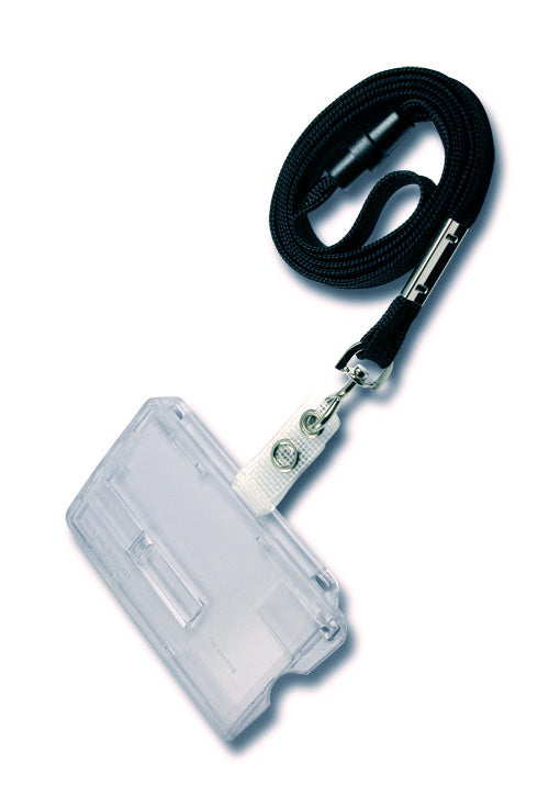 Kartenhalter, Kreditkartenformat, Clip, ID-Card holder, Kartenetui, Umhängeband, Lanyard, Metall, Logo Aufdruck